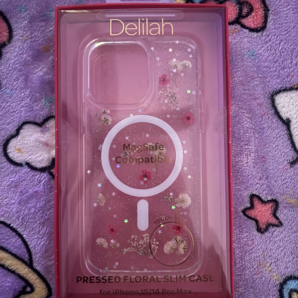 Delilah MagSafe Floral iPhone Case 15/14 Pro Max- Pink and White